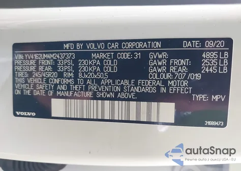 2021 Volvo Xc40 T5 R-Design from USA, damaged, VIN YV4162UM4M2437373